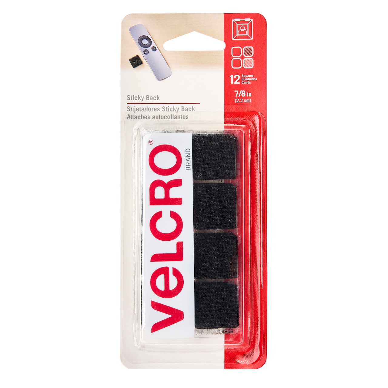 12 Packs: 12 ct. (144 total) VELCRO® Brand Sticky Back Black Squares